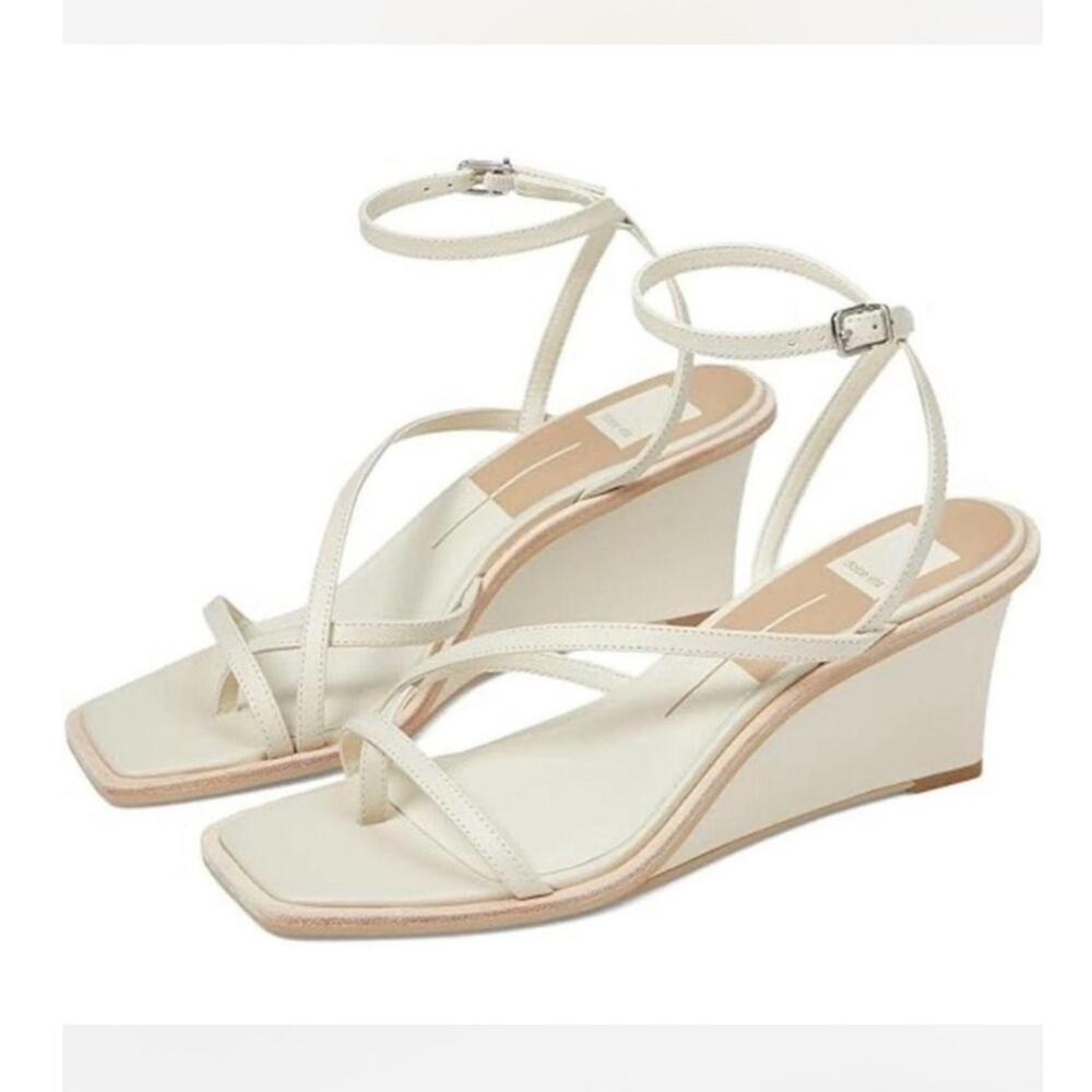Dolce Vita Gemini Ivory Leather Strappy Wedge Heel Sandals NEW Size 10 MSRP $130